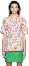 Sportmax Flower Cotton Poplin Shirt In 001 Pink