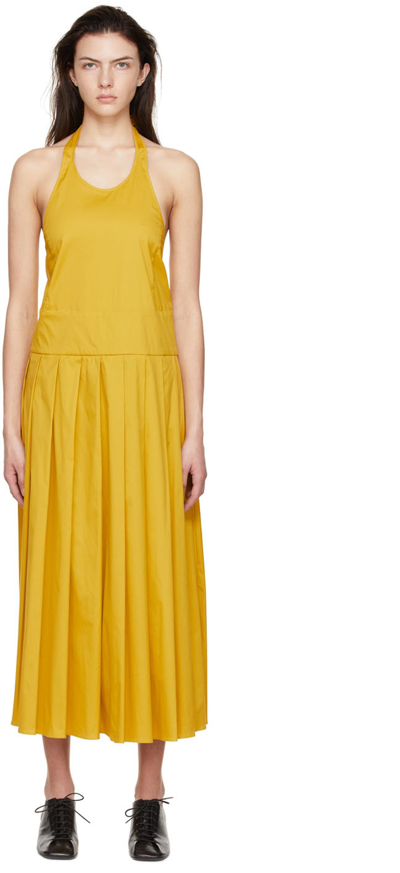 S Max Mara Perseo Cotton-blend Poplin Midi Dress In Yellow