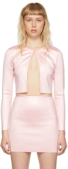 Alexander Wang Bonded Seam Cardigan In Stretch Knit In 958 Cherry Blossom