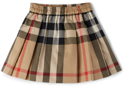 Burberry Baby Girls Beige Check Skirt In Archive Beige Ip Chk