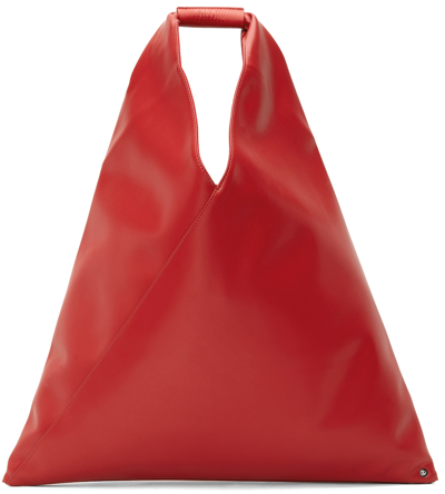 Mm6 Maison Margiela Ssense Exclusive Red Medium Faux-leather Triangle Tote
