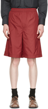 Situationist Red Polyester Shorts In Burgundy