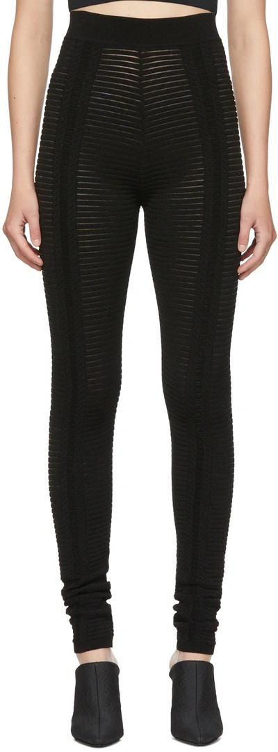 Balmain Black Viscose Leggings In 0pa Black