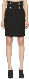 Balmain Cotton Mini Skirt With Buttons In Black