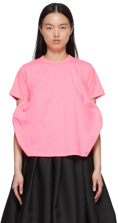 Comme Des Garçons Gathered-detail Short-sleeve T-shirt In Pink