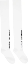 Comme Des Garçons Logo Knee High Socks In 2 White