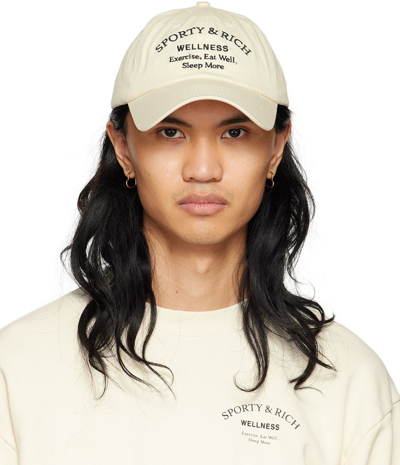 Sporty And Rich Embroidered-slogan Baseball Cap In Cream