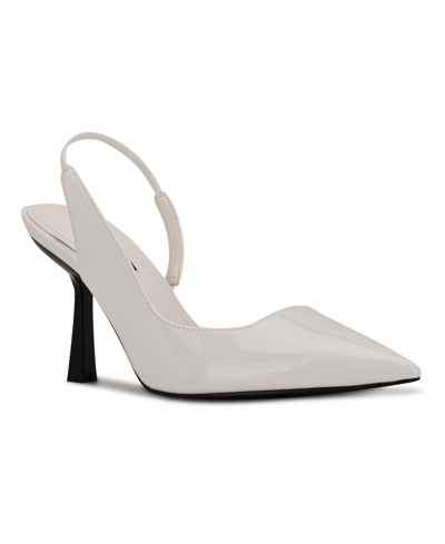 Nine West Women's Mollie Pointy Toe Heeled Slingbacks Pumps Women's Shoes In White