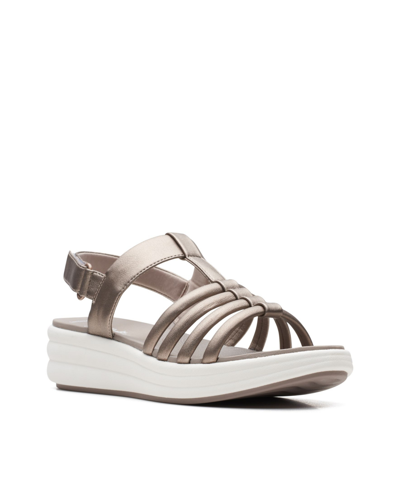 Clarks Women's Cloudstepper Drift Ease Wedge Sandals Women's Shoes In Metallic