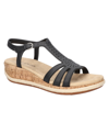 Easy Street Dorinda Womens Faux Leather T-strap Wedge Sandals In Black