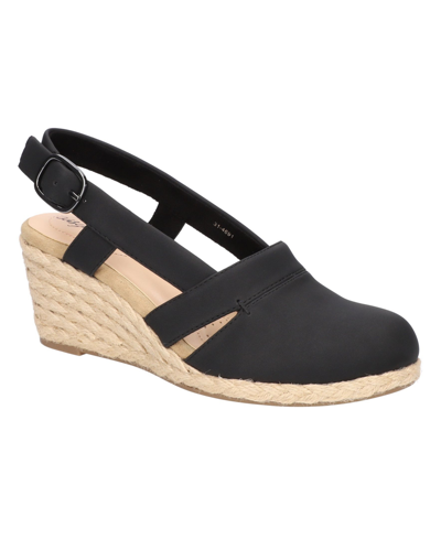 Easy Street Women's Stargaze Espadrille Slingback Wedges In Black