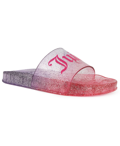 Juicy Couture Bex Womens Glitter Open Toe Slide Sandals In Pink