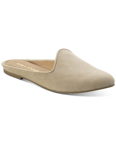 Sun + Stone Ninna Mules, Created For Macy's Women's Shoes In Ivory Snake