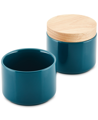 Rachael Ray Ceramic Stacking Spice Box Set With Lid, 2-piece In Teal
