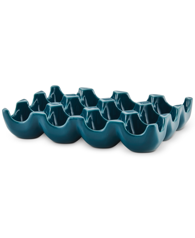 Rachael Ray Solid Glaze Ceramics Egg Tray, 12-cup In Teal
