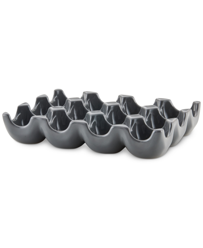 Rachael Ray Solid Glaze Ceramics Egg Tray, 12-cup In Gray
