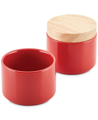 Rachael Ray Ceramic Stacking Spice Box Set With Lid, 2-piece In Red