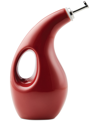 Rachael Ray Ceramic Evoo Oil And Vinegar Dispensing Bottle, 24-ounce In Cranberry Red