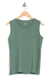 Madewell Whisper Cotton Crewneck Pocket Muscle Tank In Meadow Green