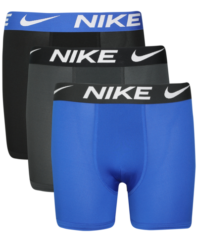 Nike Big Boys Cotton Dri-fit Boxer Briefs, 3 Piece Set In Blue