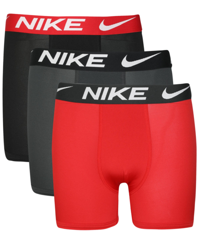 Nike Kids' Big Boys 3 Pk. Essential Dri-fit Boxer Briefs In University Red