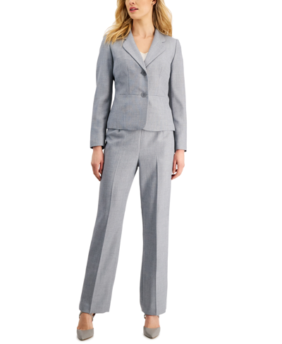 Le Suit Women's Notch-collar Pantsuit, Regular And Petite Sizes In Granite Heather