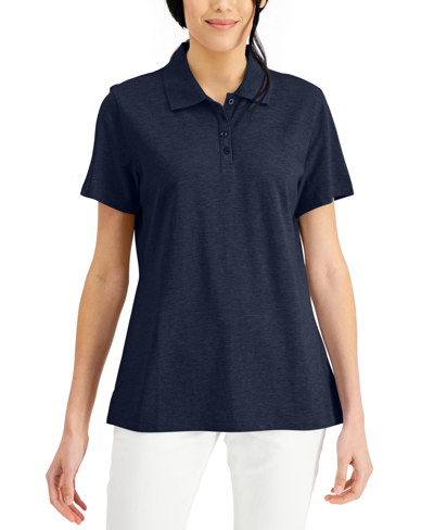 Karen Scott Cotton Short Sleeve Polo Shirt, Created For Macy's In Intrepid Blue