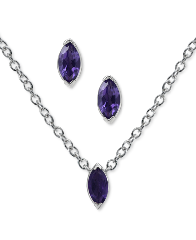 Macy's 2-pc. Set Blue Topaz Marquise Pendant Necklace & Matching Stud Earrings (3/8 Ct. T.w.) In Sterling S In Amethyst
