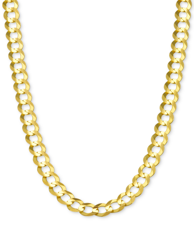 Italian Gold 30" Open Curb Link Chain Necklace In Solid 14k Gold