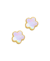 Adornia 14k Gold Plated Mother-of-pearl Clover Stud Earrings In White