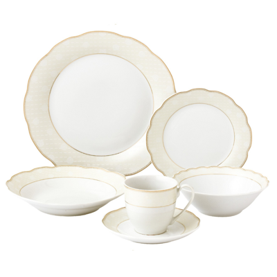 Lorren Home Trends Tova Wavy 24-pc. Dinnerware Set, Service For 4 In Gold