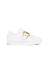 VERSACE VERSACE JEANS COUTURE LOW-TOP LEATHER SNEAKERS WITH BUCKLE DETAIL
