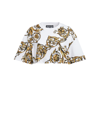 VERSACE VERSACE JEANS COUTURE PRINT JERSEY CROPPED T-SHIRT