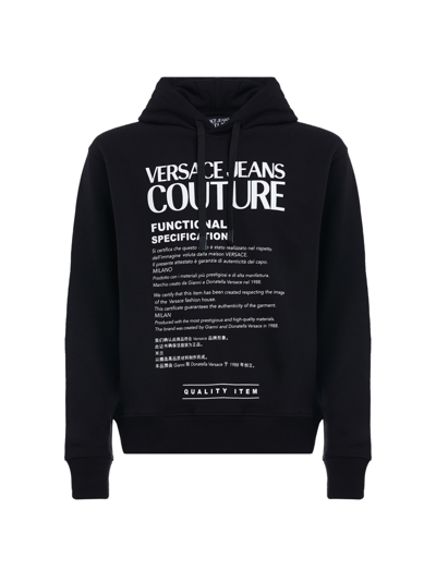 Versace Jeans Couture Hoodie With Specs Neg Print In Black