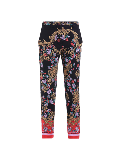 Versace Jeans Couture Ankle-length Print Cigarette Trousers In 531+948