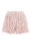 Msgm Cotton Shorts With Floral Print And Ruffle Detailing In Multicolor