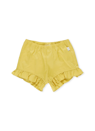 Il Gufo Ruffled Hem Cotton Shorts In Yellow