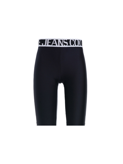 Versace Jeans Couture Cycling Shorts With Logo Elastic Waist In Nero