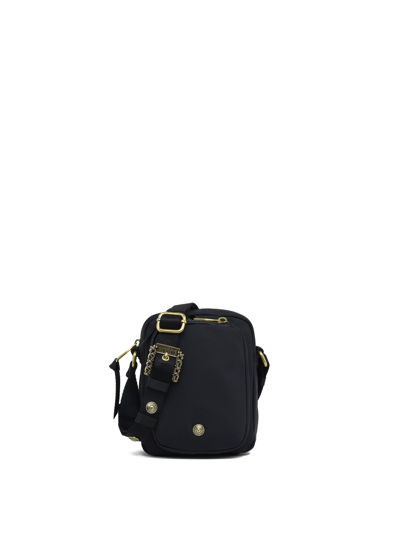 Versace Jeans Couture Fabric Crossbody Bag With Buckle Detail In Black