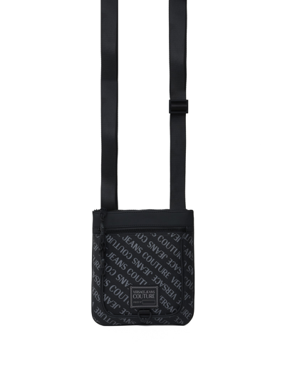 Versace Jeans Couture Leatherette Courier Bag With Logo Detail In Nero
