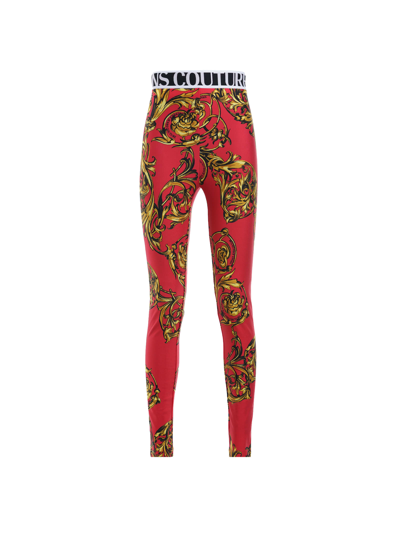 Versace Jeans Couture Print Leggings With Logo Elastic Waist In 531+948