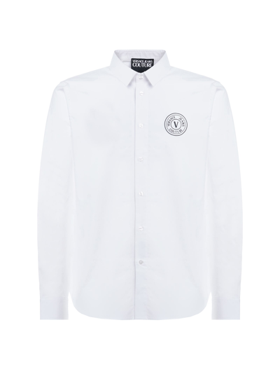 Versace Jeans Couture Poplin Shirt With Print Detail In White