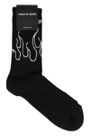 Vision Of Super Black Socks With White Contour Flames In Blk White