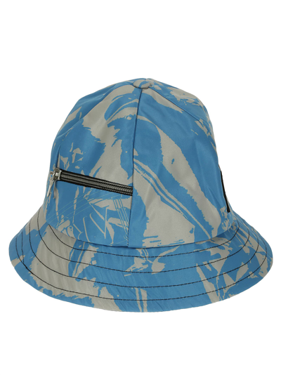 Aries Crinkle Nylon Bell Bucket Hat In Blu Blue