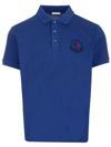 Moncler Short Sleeve Logo Polo Shirt In Blue