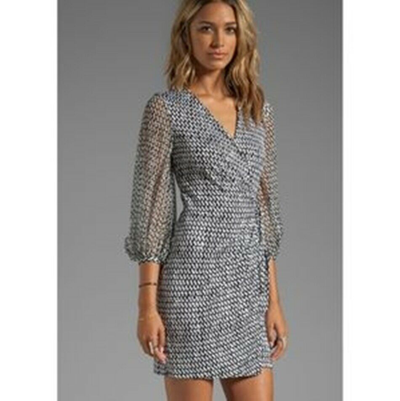 Pre-owned Diane Von Furstenberg 100% Silk Knit Sigourney Tweed  