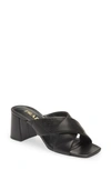 PRADA PRADA CROSS STRAP BLOCK HEEL SANDAL