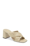 PRADA CROSS STRAP BLOCK HEEL SANDAL