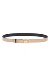 Ferragamo Donna Leather Belt In Amaretti / Nero