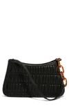 House Of Want Newbie Baguette Vegan Leather Shoulder Bag In Black Shirring